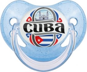Flag Cuba Sucette Physiologique Bleue à paillette