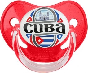 Flag Cuba Sucette Physiologique Rouge à paillette