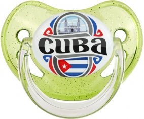 Flag Cuba Sucette Physiologique Vert à paillette