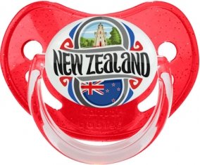 Flag New Zeland Sucette Physiologique Rouge à paillette
