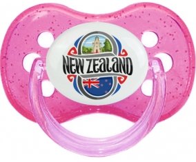 Flag New Zeland Sucette Cerise Rose à paillette