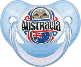 Flag Australia Sucette Physiologique Bleue à paillette
