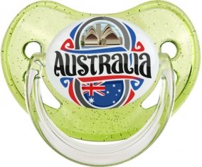 Flag Australia Sucette Physiologique Vert à paillette