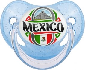 Flag Mexico Sucette Physiologique Bleue à paillette