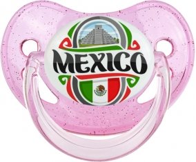Flag Mexico Sucette Physiologique Rose à paillette