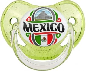 Flag Mexico Sucette Physiologique Vert à paillette