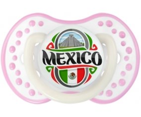 Flag Mexico Sucette LOVI Dynamic Blanc-rose phosphorescente