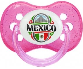 Flag Mexico Sucette Cerise Rose à paillette