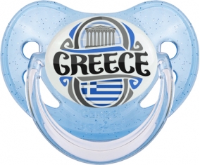 Flag Greece Tétine Physiologique Bleue à paillette