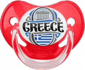 Flag Greece Tétine Physiologique Rouge à paillette