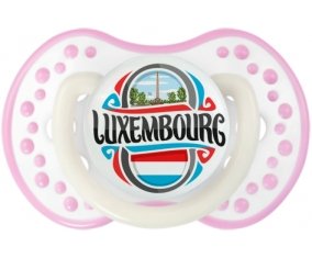 Flag Luxembourg Sucette LOVI Dynamic Blanc-rose phosphorescente