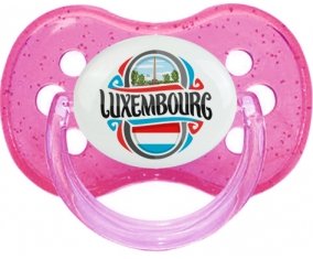 Flag Luxembourg Tétine Cerise Rose à paillette