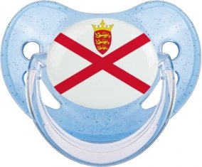 Drapeau Île à Jersey Sucette Physiologique Bleue à paillette