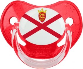 Drapeau Île à Jersey Sucette Physiologique Rouge à paillette