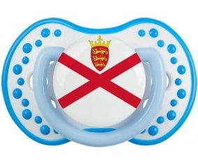 Drapeau Île à Jersey Sucette LOVI Dynamic Blanc-bleu phosphorescente