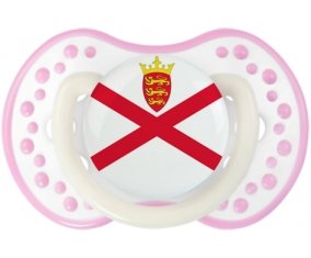 Drapeau Île à Jersey Sucette LOVI Dynamic Blanc-rose phosphorescente