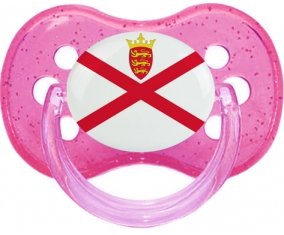 Drapeau Île à Jersey Tétine Cerise Rose à paillette