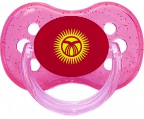 Drapeau Kirghizistan Sucette Cerise Rose à paillette