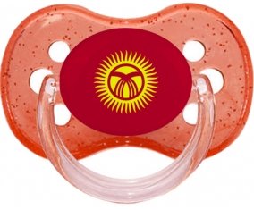 Drapeau Kirghizistan Sucette Cerise Rouge à paillette