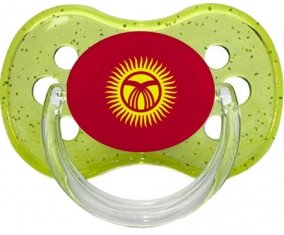 Drapeau Kirghizistan Sucette Cerise Vert à paillette