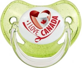 I Love Canada design 2 Sucete Physiologique Vert à paillette