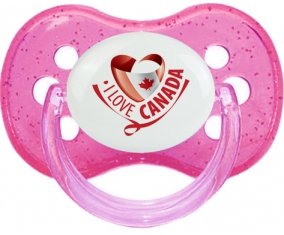 I Love Canada design 2 Sucette Cerise Rose à paillette