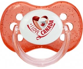 I Love Canada design 2 Sucette Cerise Rouge à paillette