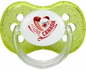 I Love Canada design 2 Sucette Cerise Vert à paillette