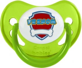 Jouet toys Logo Pat patrouille avec prénom : Bleue classique Tétine embout physiologique