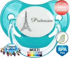 Tetine Tour eiffel + prénom embout Physiologique personnalisée