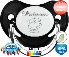 Ourson cœur + prénom: Sucette Physiologique-su7.fr