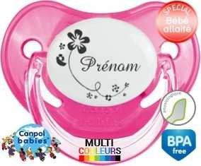 Tige fleurs + prénom: Sucette Physiologique-su7.fr