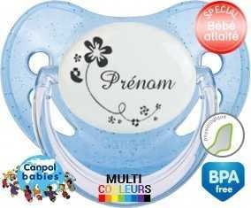 Tige fleurs + prénom: Sucette Physiologique-su7.fr
