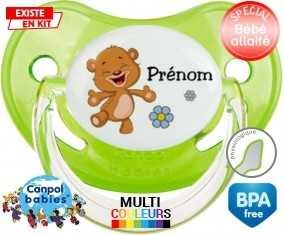Ourson joyeux + prénom: Sucette Physiologique-su7.fr