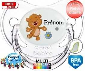 Ourson joyeux + prénom: Sucette Physiologique-su7.fr