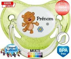Ourson joyeux + prénom: Sucette Physiologique-su7.fr