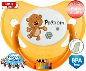Ourson joyeux + prénom: Sucette Physiologique-su7.fr