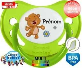 Ourson joyeux + prénom: Sucette Physiologique-su7.fr