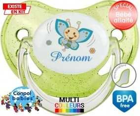 Papillon souriant (garçon) + prénom: Sucette Physiologique-su7.fr