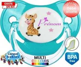Girafe style1 + prénom : Tétine Physiologique personnalisée