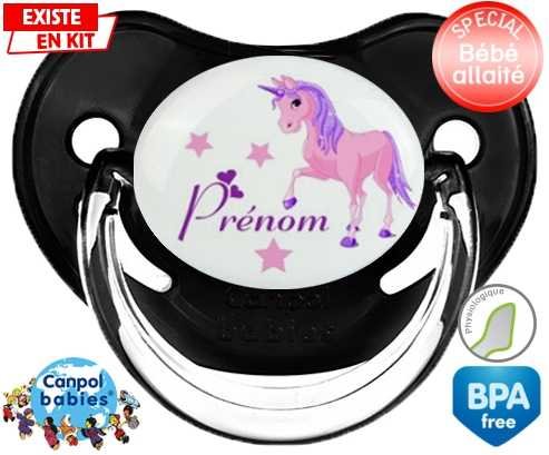 Licorne style1 + prénom: Sucette Physiologique-su7.fr