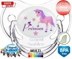 Licorne style1 + prénom: Sucette Physiologique-su7.fr