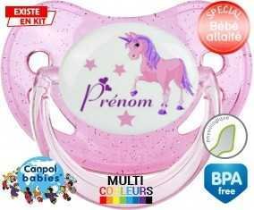 Licorne style1 + prénom: Sucette Physiologique-su7.fr