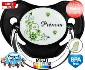 Fleur verte + prénom: Sucette Physiologique-su7.fr