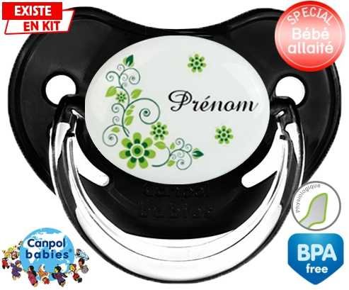 Fleur verte + prénom: Sucette Physiologique-su7.fr