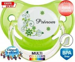 Fleur verte + prénom: Sucette Physiologique-su7.fr