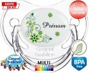 Fleur verte + prénom: Sucette Physiologique-su7.fr