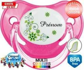 Fleur verte + prénom: Sucette Physiologique-su7.fr