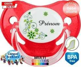 Fleur verte + prénom: Sucette Physiologique-su7.fr
