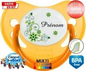 Fleur verte + prénom: Sucette Physiologique-su7.fr